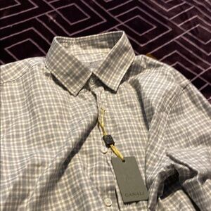 Canali Gray Checkered Men's Shirt